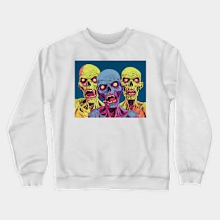 The Vibrant Undead, Pop Art Zombies, Halloween Zombie Crewneck Sweatshirt